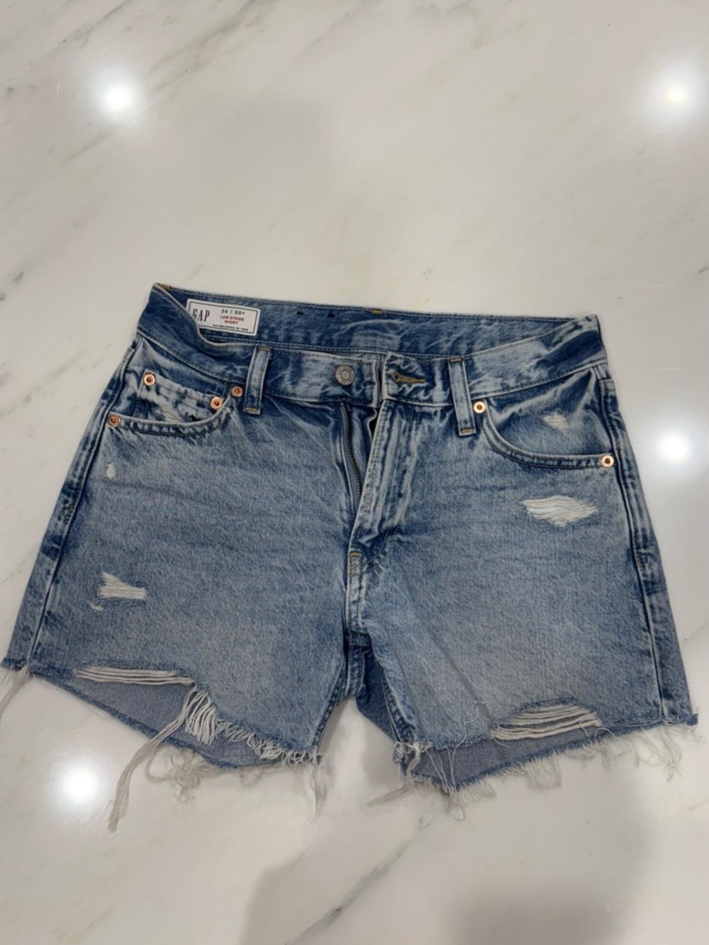 GAP Distressed Light Wash Denim Cutoff Shorts